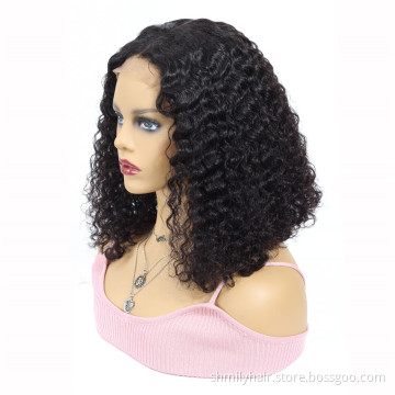 Shmily Virgin Brazilian Hair Bob Wig Wholesale Price, Kinky Curly 4*4 Lace Front Remy Hair Bob Wigs For Black Women